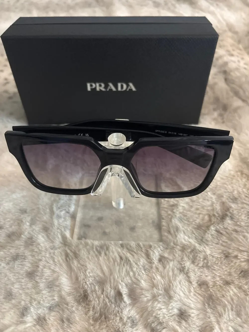 Preloved Black Prada PR 03ZS square-frame sunglasses.